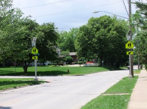 Pedestrian-actuated flashing crosswalk signs